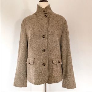 LL Bean Wool Blend Herringbone Blazer Jacket - Size Large